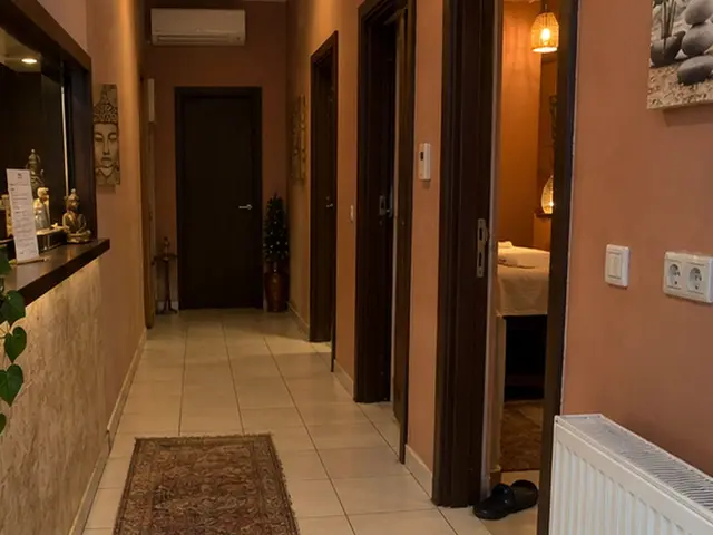 Fayans zeminli, halılı salon koridoru — Sarıgöl, Masaj Salonun